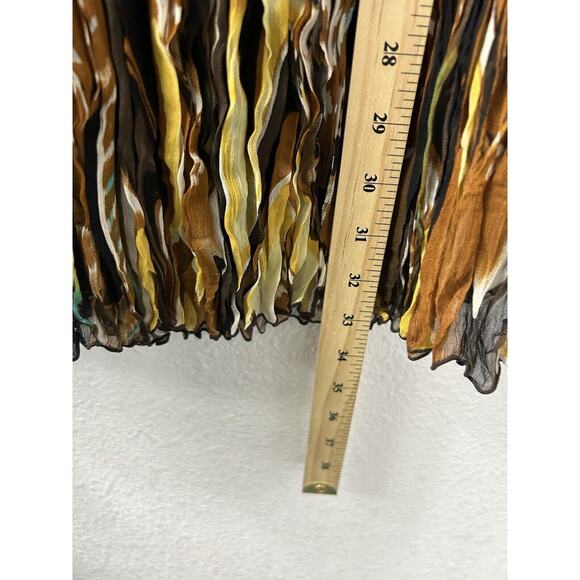 Vintage Peter Nygard Womens Sz 16 Brown Silk Abstract Peacock Skirt & Blouse Set - Picture 13 of 16